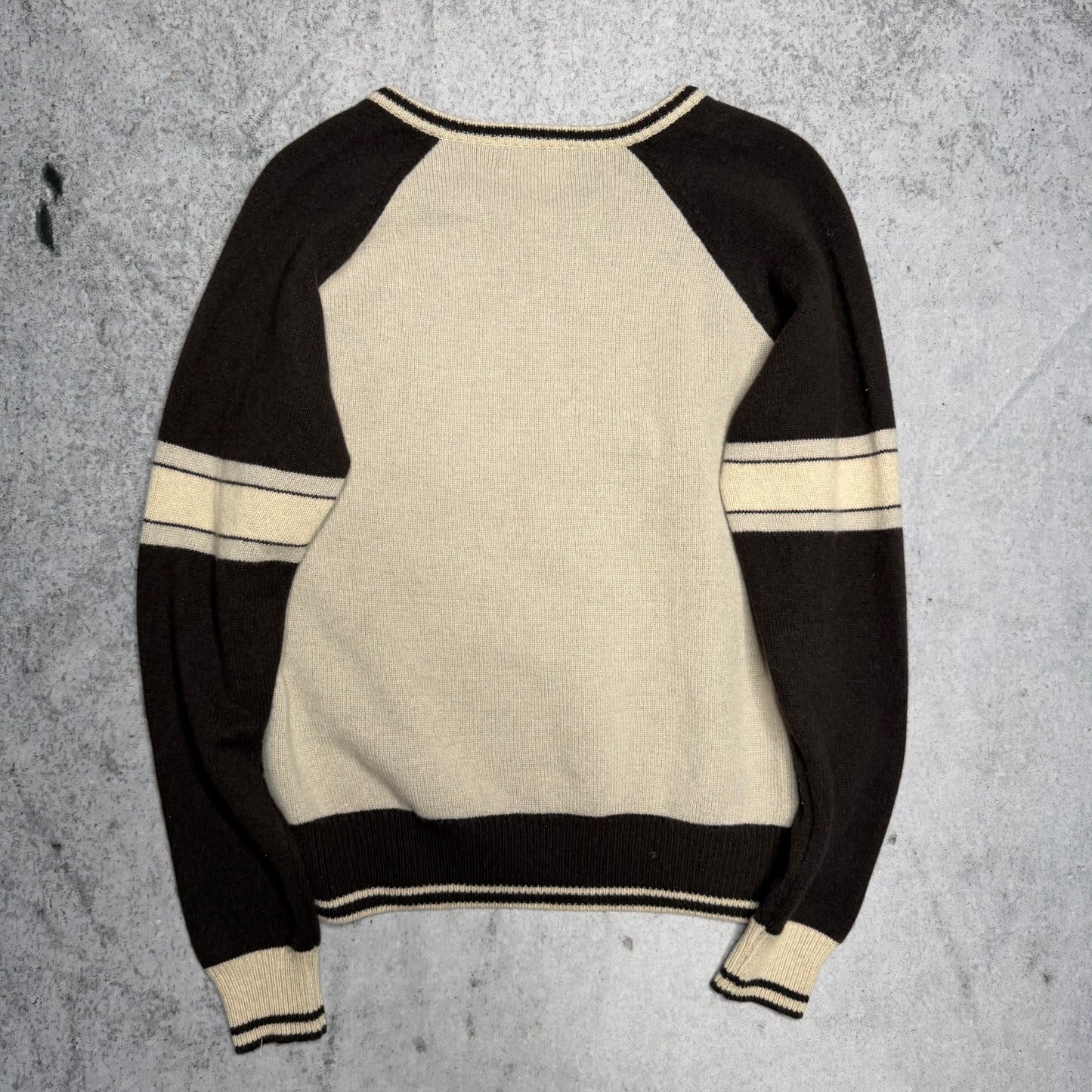 Fred Perry Vintage 90s V-Neck Argyle Knit Sweater grey white (L)