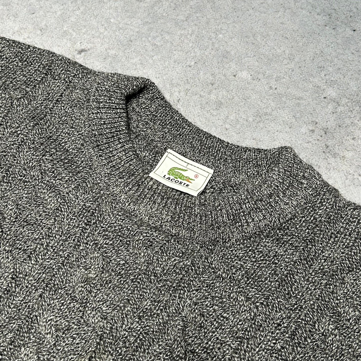 Lacoste 90s Heavy Cable Knit Sweater grey (XL-XXL)
