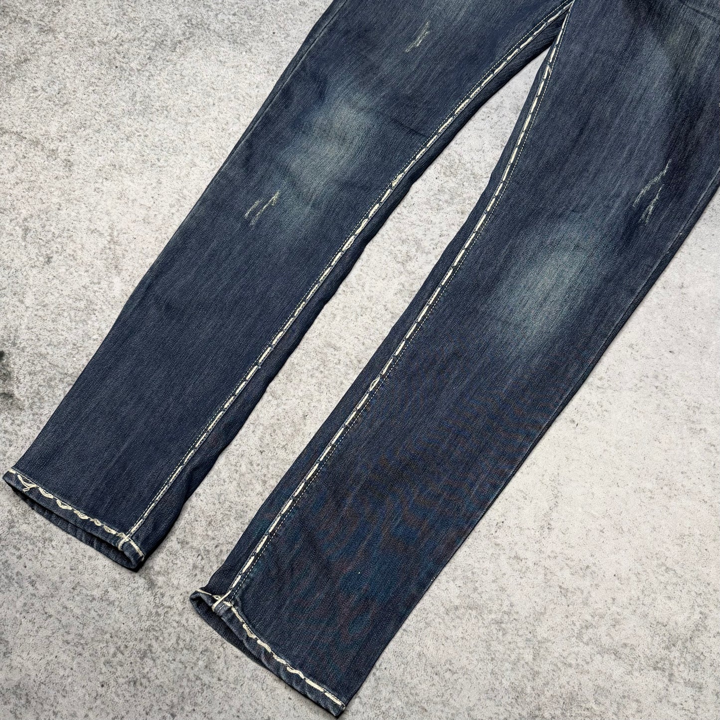Monicas Jeans Y2K Low Waist Jeans Contrast Stitch (Womens XL)