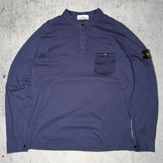 Stone Island Longsleeve Henley Shirt with Buttons blue (XXL)
