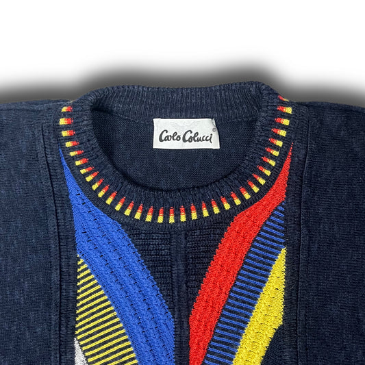 Carlo Colucci Classic Knit Sweater Vintage navy