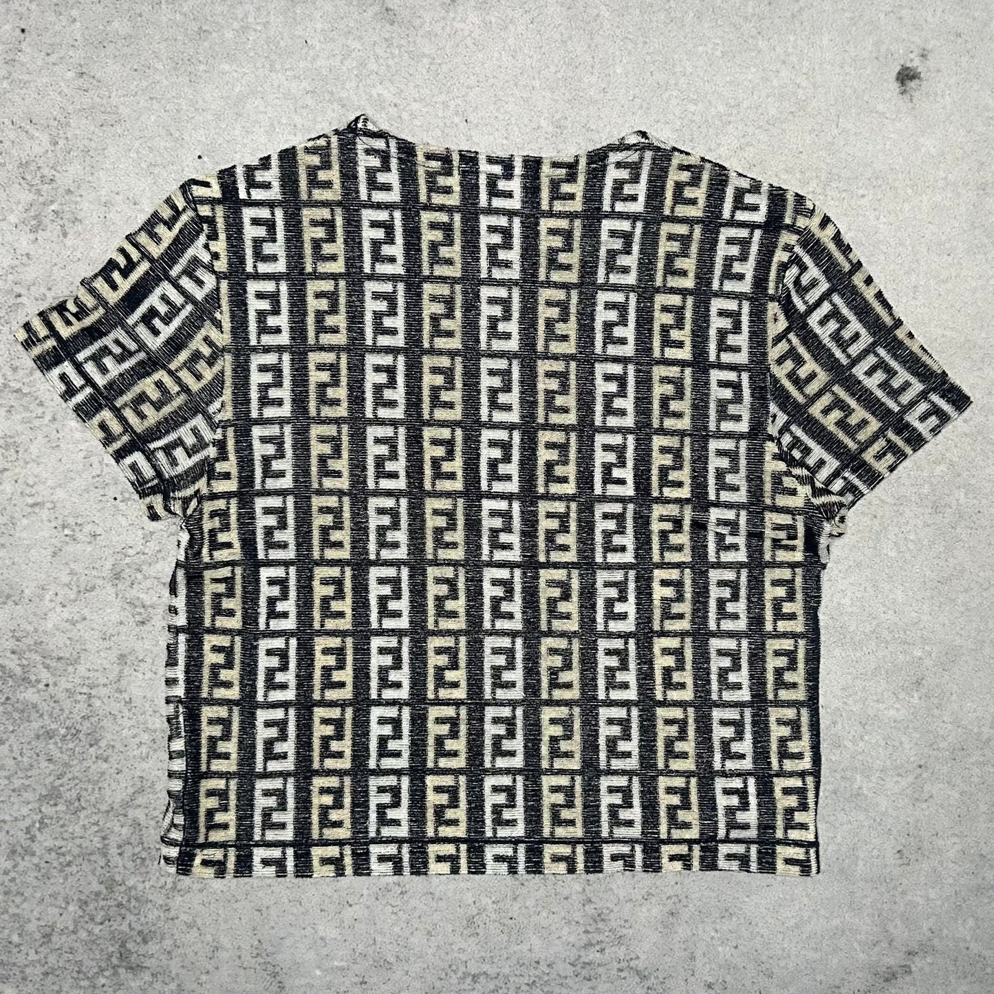 Fendi Vintage 90s Womens Zucca Monogram Baby Tee (S)