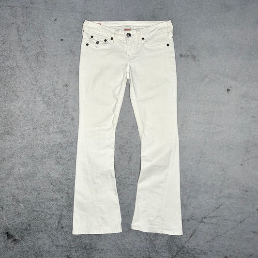 True Religion Vintage 2000s Joey Bootcut Flared Low Waist Jeans all white (27)