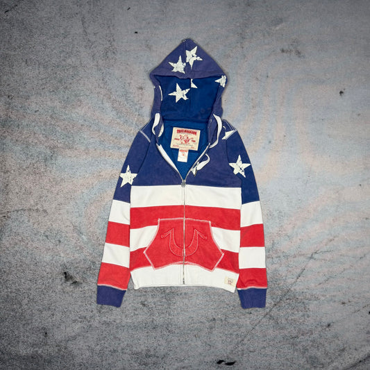 True Religion RARE Vintage USA Flag Zip Hoodie (fits XS)