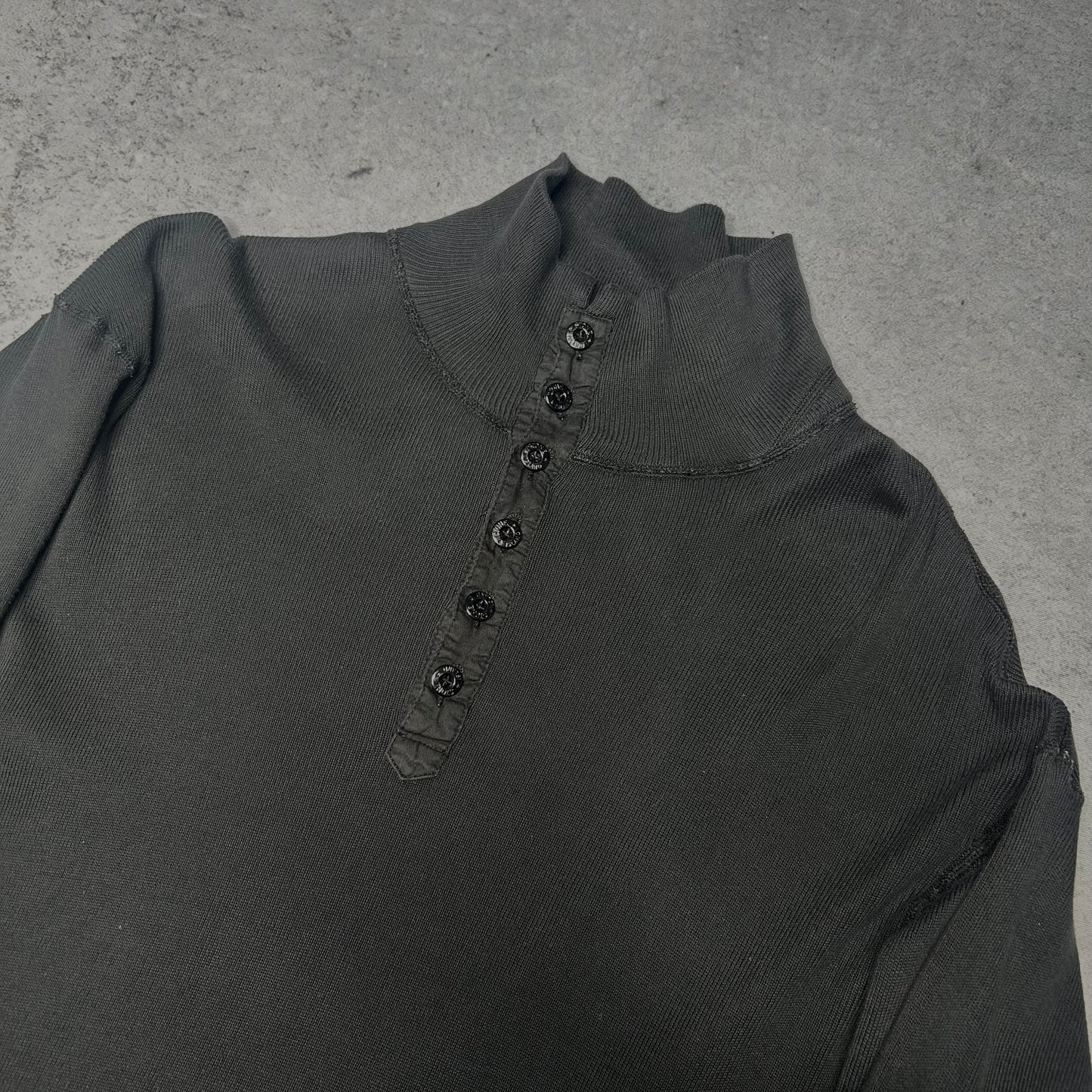 Stone Island 00s Button Up Troyer Sweater black Soft Cotton (M)