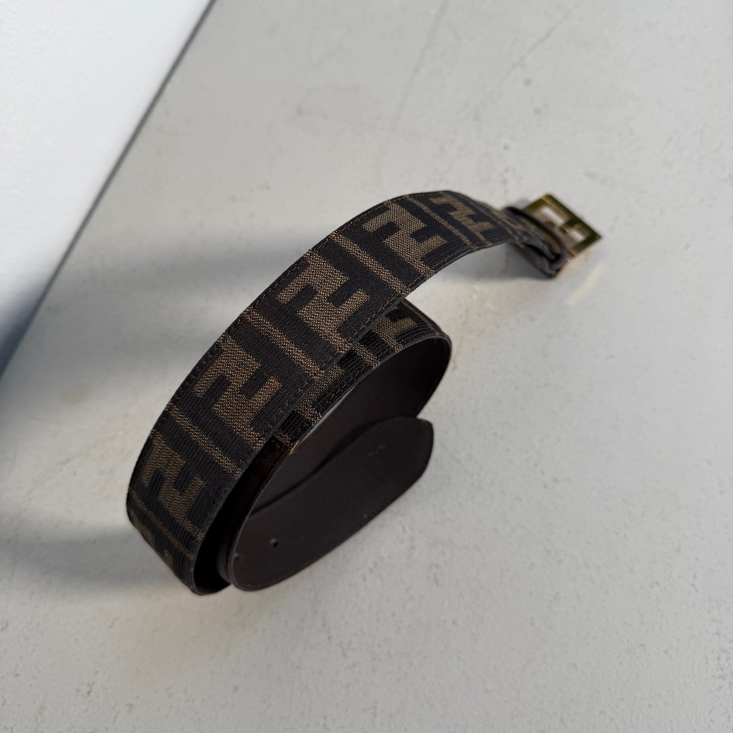 Fendi 90s Monogram Zucca Belt Gulden Buckle brown (80cm)