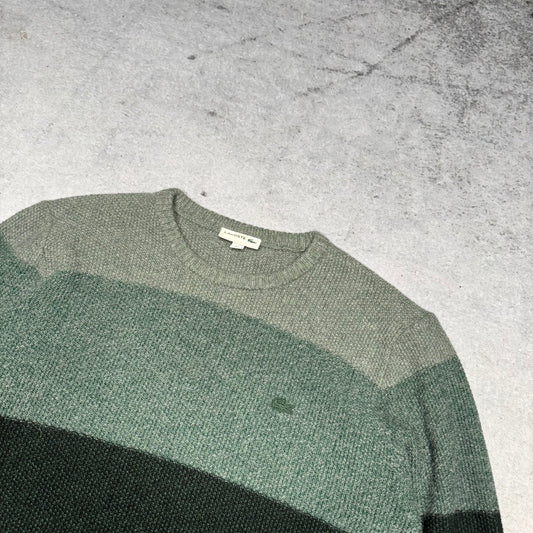 Lacoste Ribbed Knit Crewneck Sweater Color Block green (M)