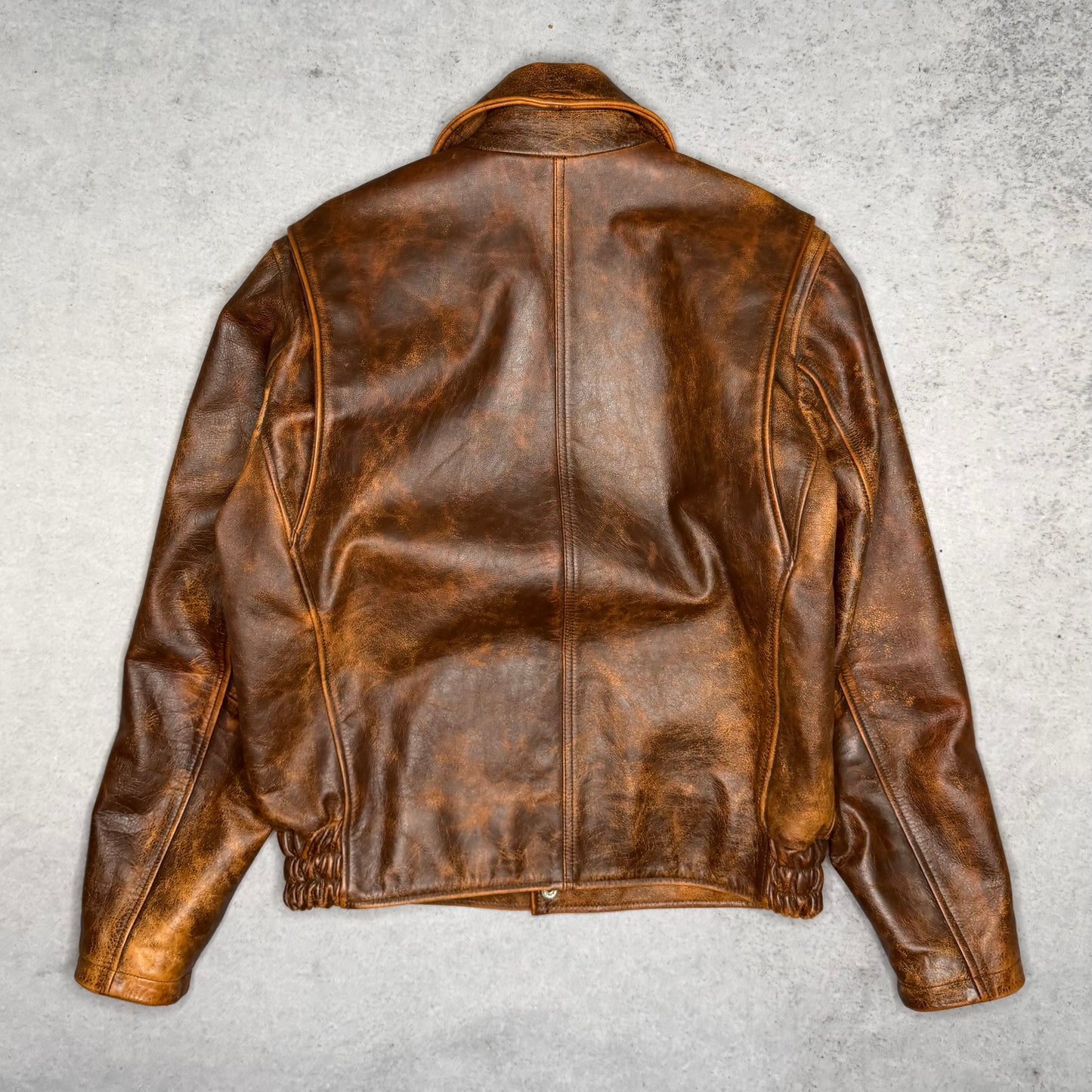 Diesel Leather Bomber Jacket Sherling Lamb Fur Collar brown S (fitsM)