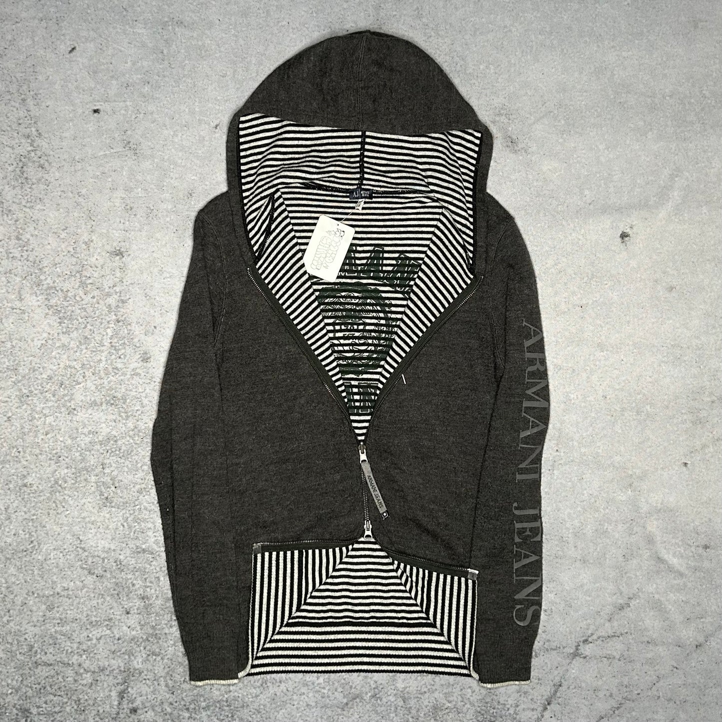 Armani Jeans 00s Alpaca Mixed Reversible Wool Zip Hoodie grey (L)