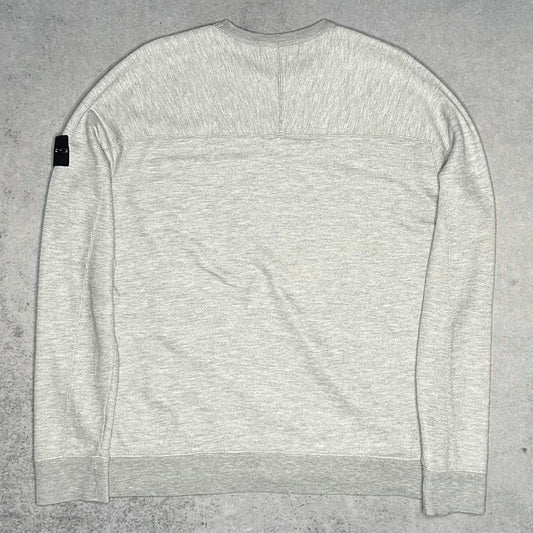 Stone Island Waffle Knit Cotton Crewneck Sweater Grey (XL)