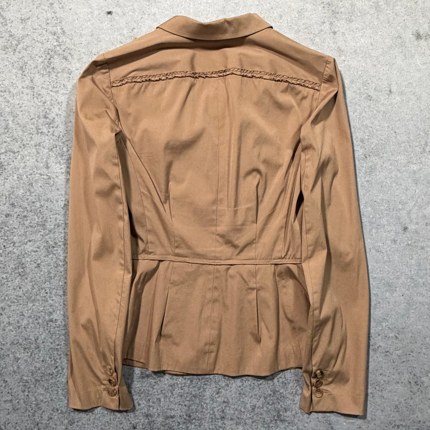 Prada SS09 Archive Pleated Fitted Blazer Jacket Light Brown (42 fits S)