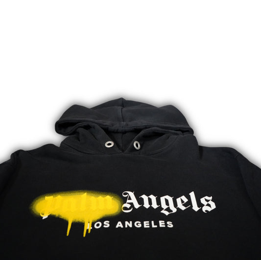 Palm Angels Spray Logo Hoodie - Black Yellow (M)