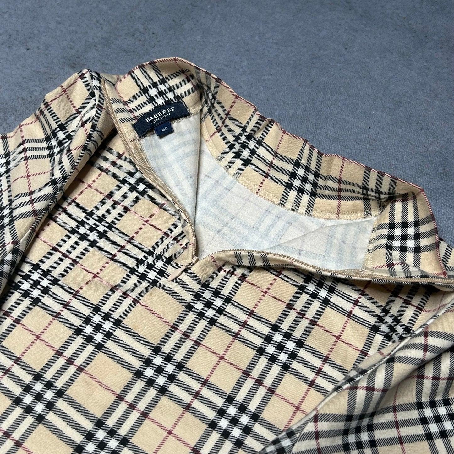 Burberry Y2K Nova Check Mock Neck Top (Size 40 fits S/M)