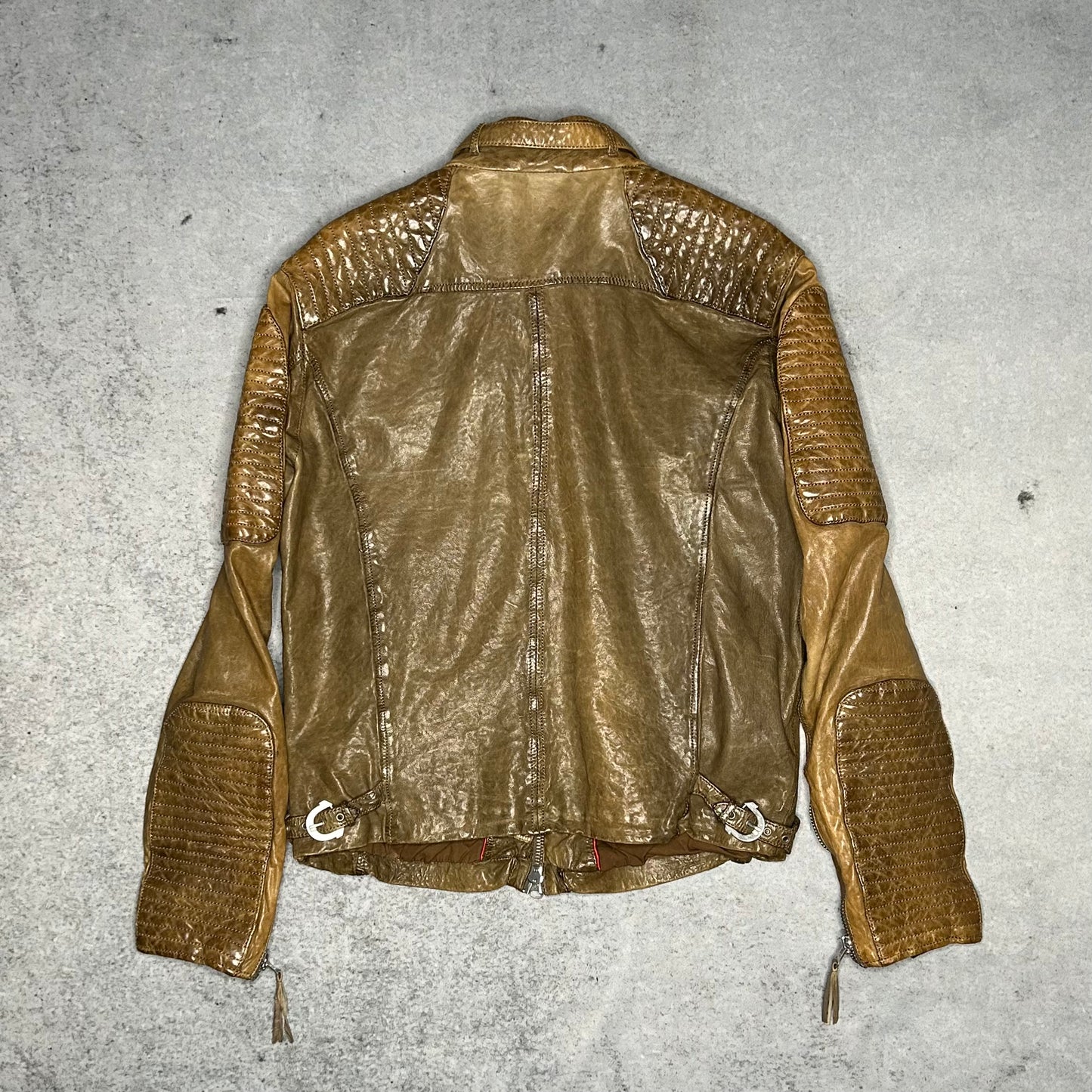 True Religion Vintage Biker Leather Jacket brown (L fits M)