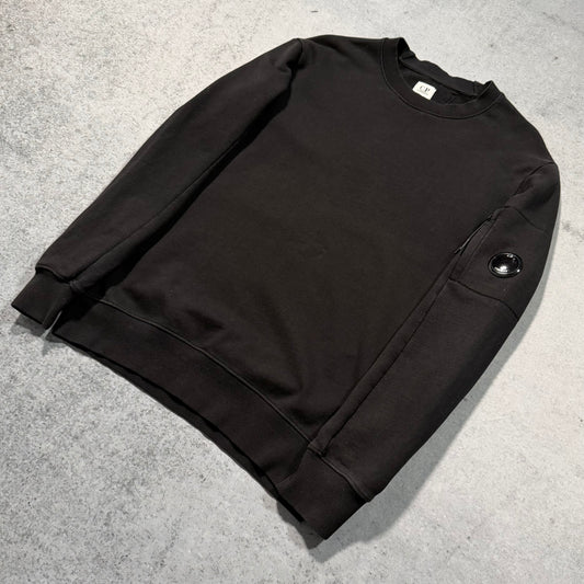 C.P. Company Diagonal Raised Fleece Crewneck Sweater black (M)