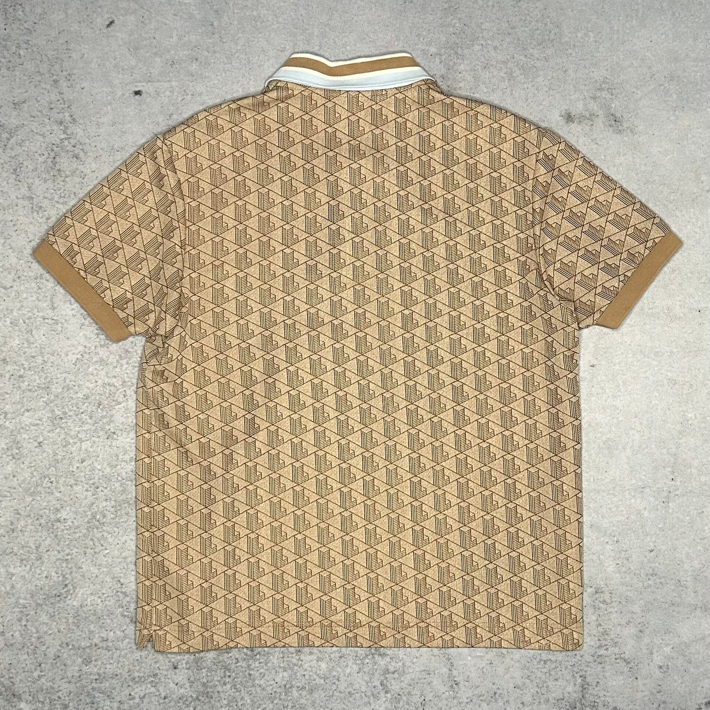 Lacoste Monogram Polo Shirt gold baby blue (L)