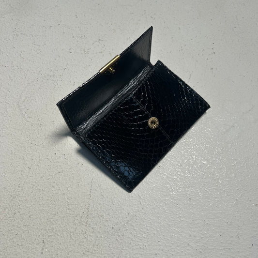 Vintage 80s Handmade Phython Snake Leather Mini Cardholder Wallet