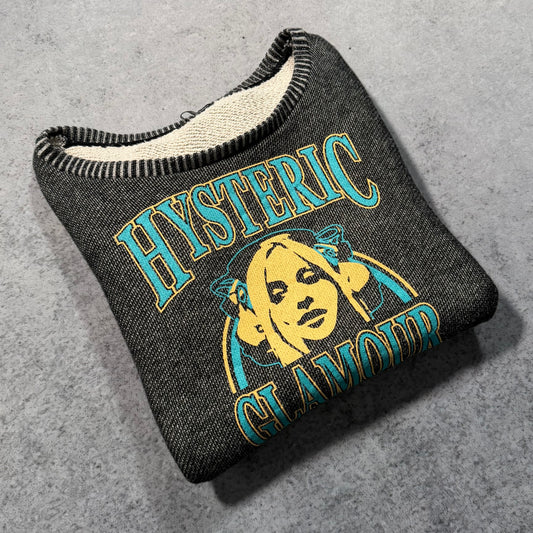 Hysteric Glamour Y2K Japanese Designer Spell Out Knit Sweater (Fits S/M)