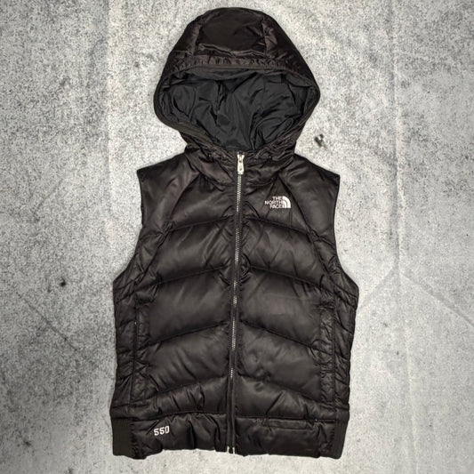 The North Face Nuptse 550 Womens Hooded Puffer Gilet Weste black (S)