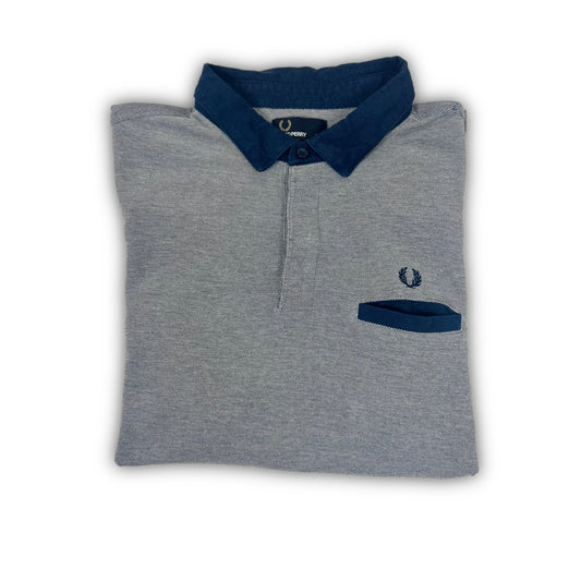 Fred Perry Vintage Poloshirt grey with navy collar (XL)