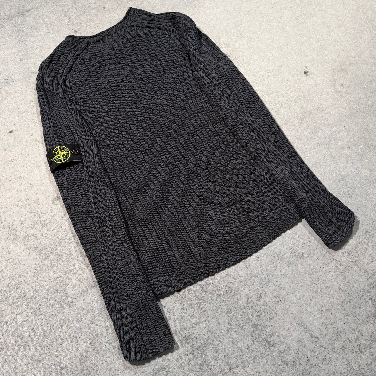 Stone Island 00s Archive Ribbed Crewneck Knit Sweater black (L fits M)
