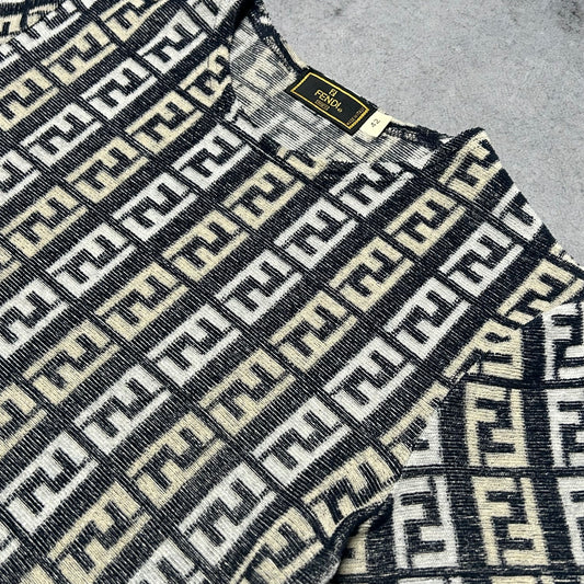 Fendi Vintage 90s Womens Zucca Monogram Baby Tee (S)