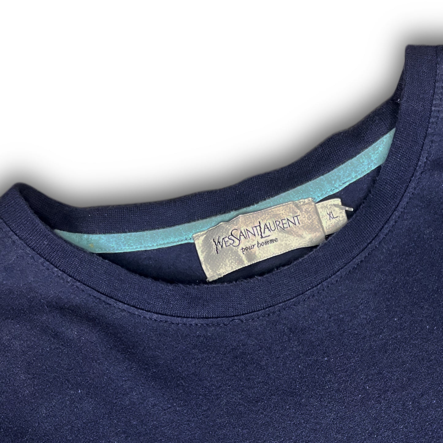 90's Yves Saint Laurent YSL Summer Tee Shirt navy baby blue