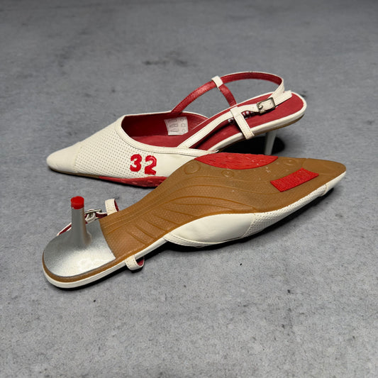 Mustang Vintage Y2K "Racing Style" Pointed Slingback Heels (40)
