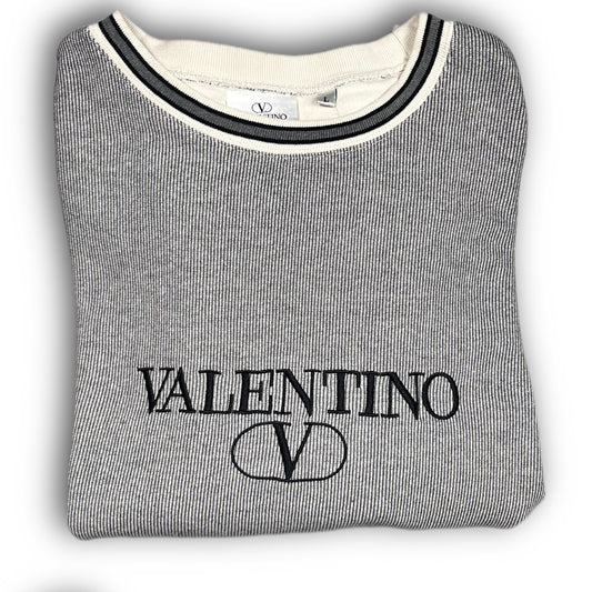 Valentino Vintage Crewneck Knit Sweater Garavani Logo grey