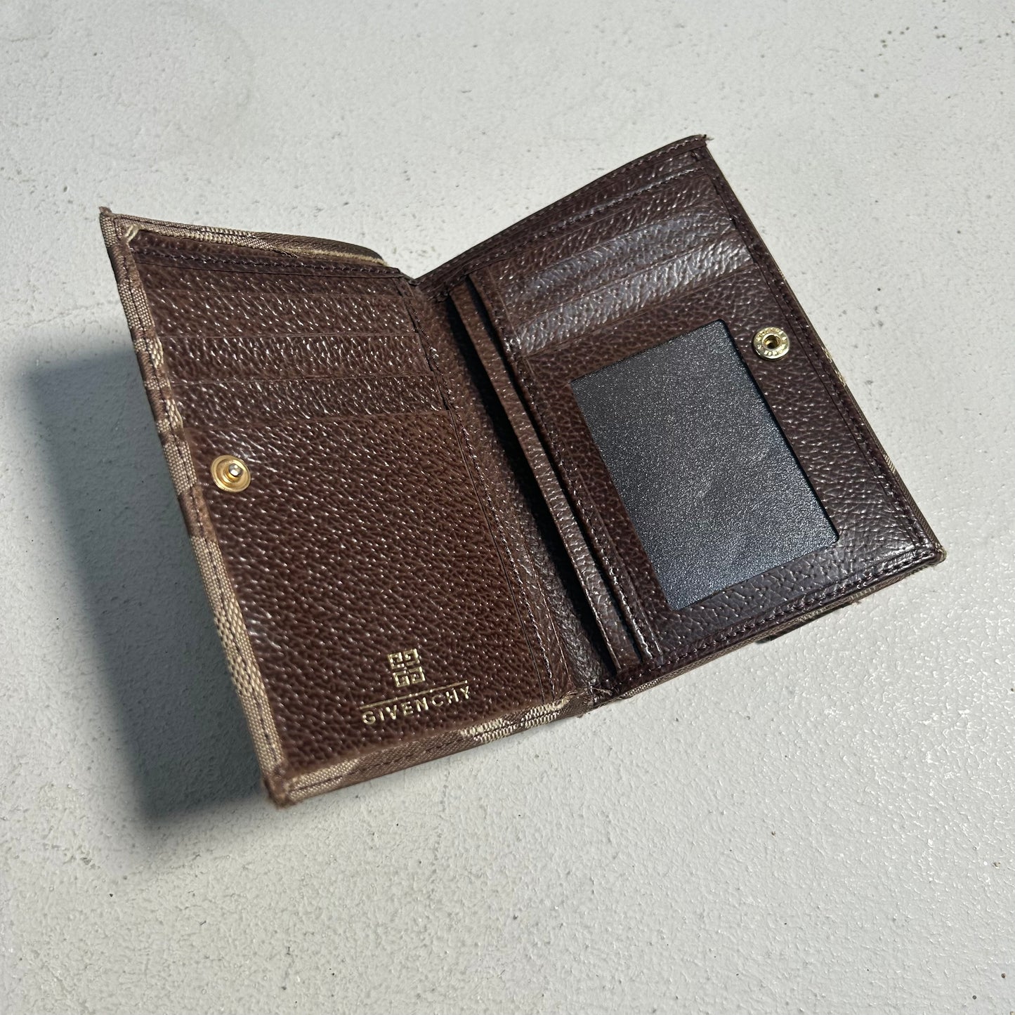 Givenchy 90s Bi-Fold Wallet Canvas Leather Mix brown gold