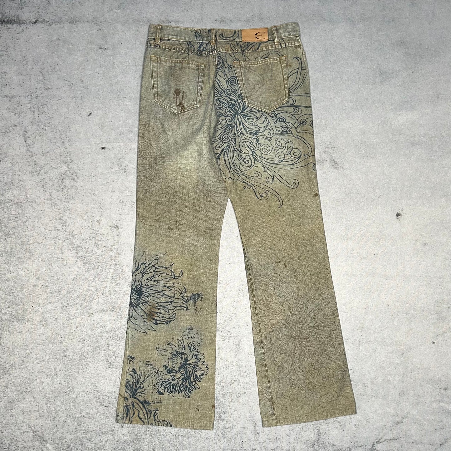 Just Cavalli Archive 2005 Low Waist Bootcut Jeans All Over Floral Print (32 fits M)