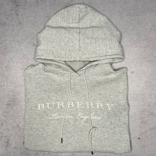 Burberry Spellout Embroidery Logo Hoodie grey (S)