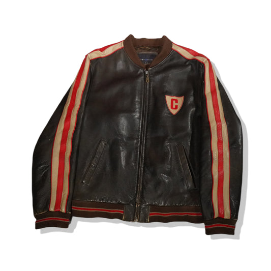 Chevignon Vintage 90s Racing Leather Jacket (L)