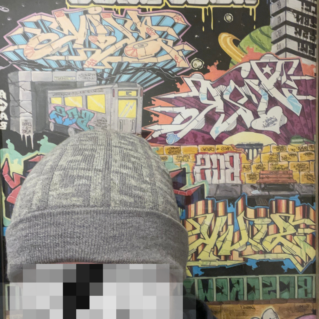 Fendi 00s Monogram Two-Tone Beanie grey (bigger size)