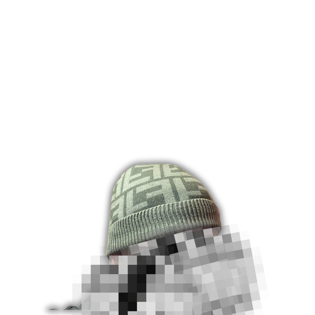 Fendi 00s Monogram Two-Tone Beanie Grey