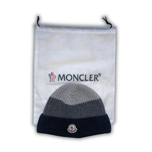 Moncler Heavy Knit Beanie "Made in Italy" Grey White