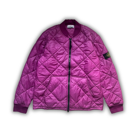 Stone Island Garment Dyed Quilted Puffer Bomber Jacket Purple (XL)