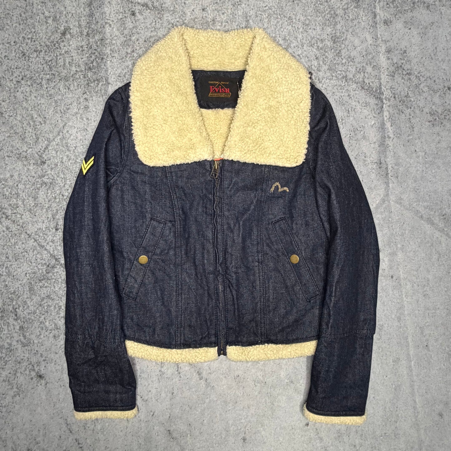 Evisu 2011 Cropped Sherpa Denim Jacket Deadstock with Tags (S)