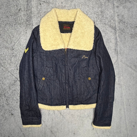 Evisu 2011 Cropped Sherpa Denim Jacket Deadstock with Tags (S)