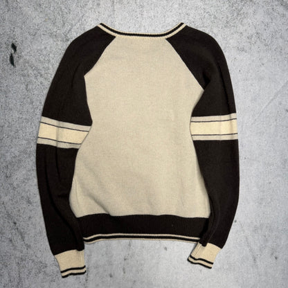 Fred Perry Vintage 90s V-Neck Argyle Knit Sweater grey white (L)