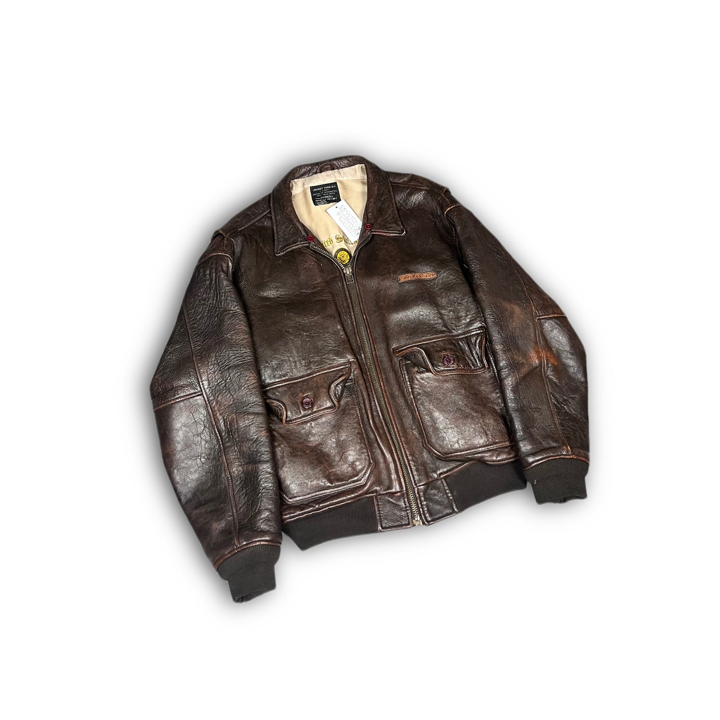 Avirex Vintage Leather Bomber Jacket brown