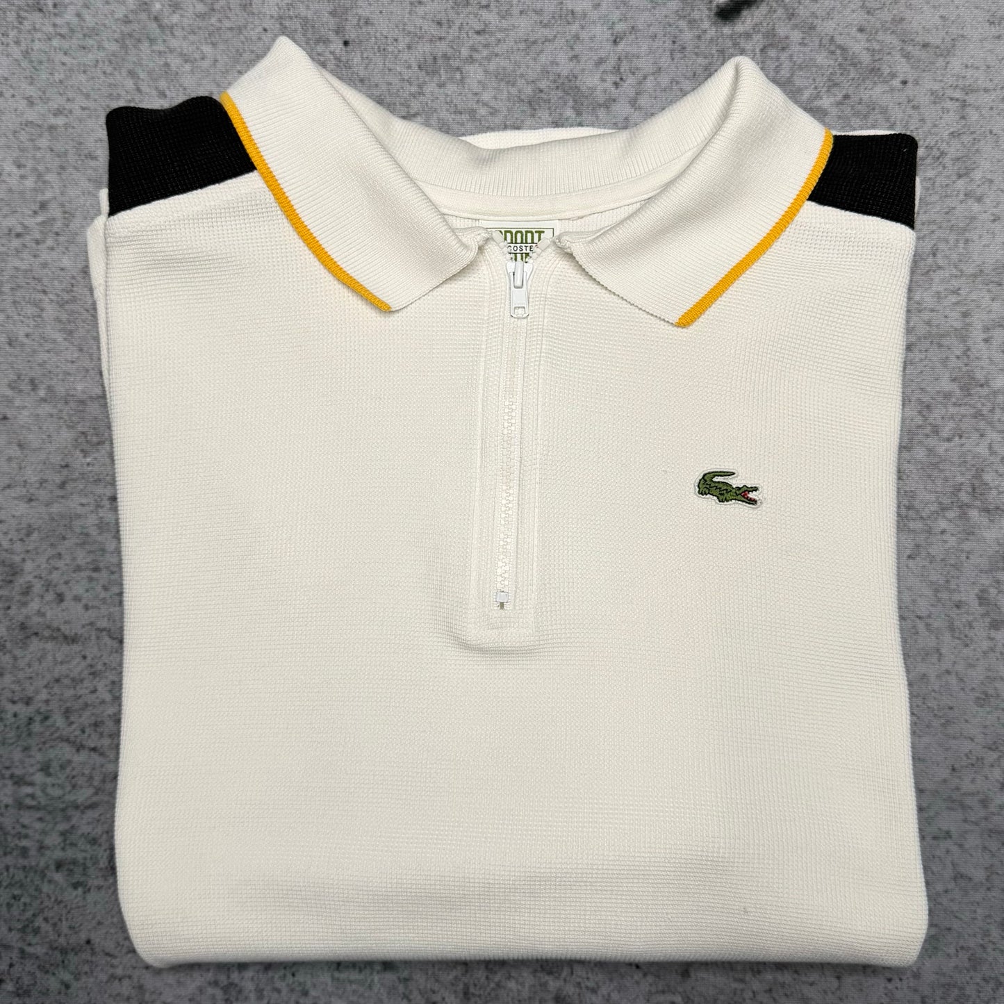 Lacoste Sport 00s Longsleeve Polo Quarter Zip Sweater white black (fits M)