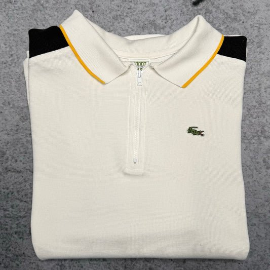 Lacoste Sport 00s Longsleeve Polo Quarter Zip Sweater white black (fits M)