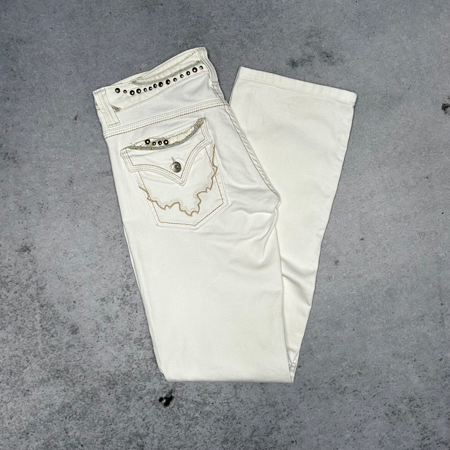 Miss Me 2000s Straight Leg Jeans white (28 fits S)