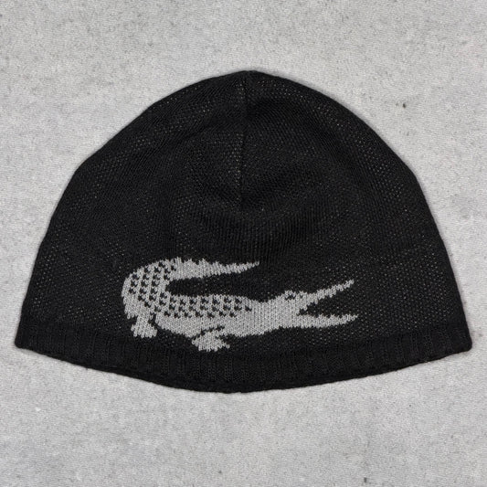 Lacoste Vintage 00s Big Croc Beanie Hat Black (One Size)