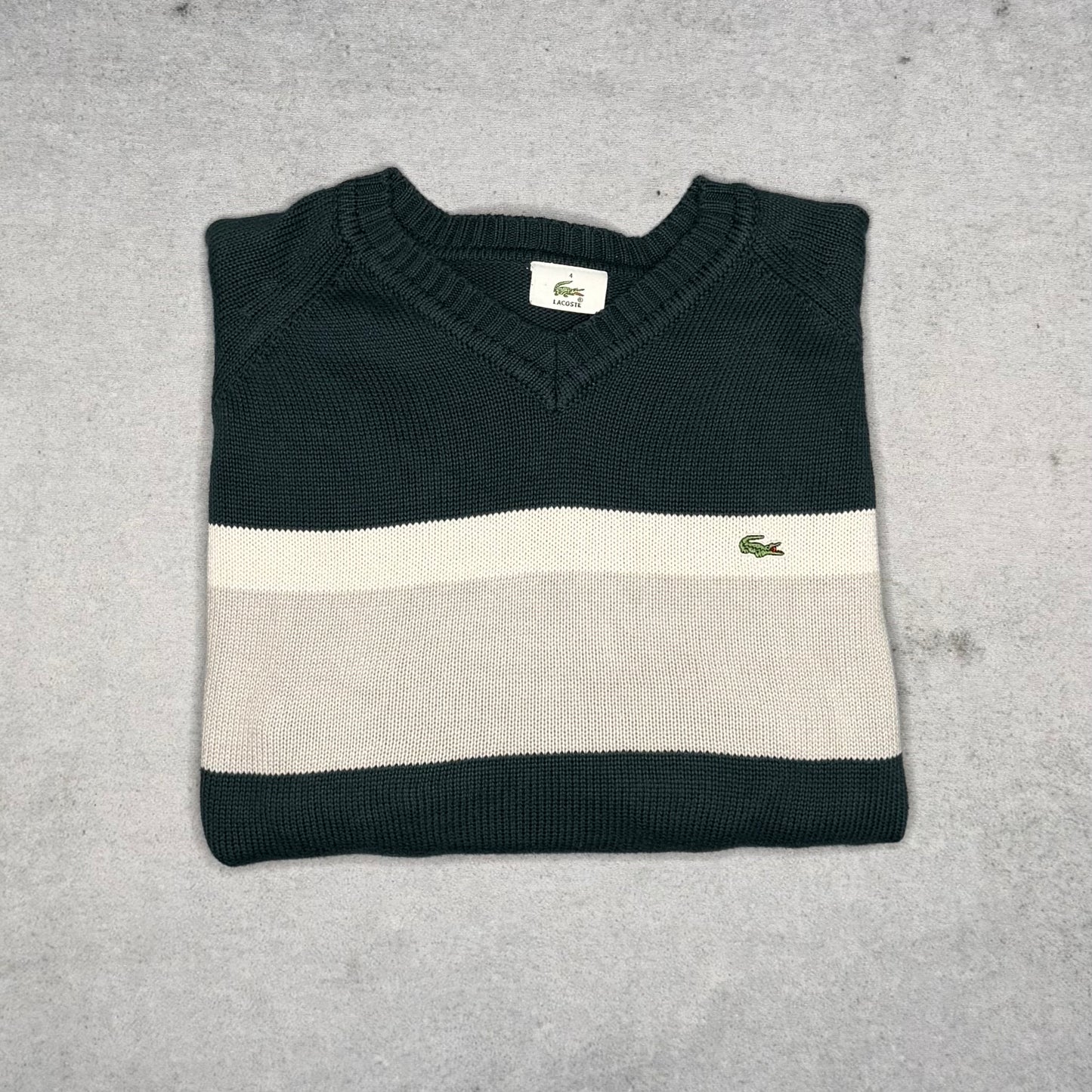 Lacoste Vintage V-Neck Knit Sweater green (M)