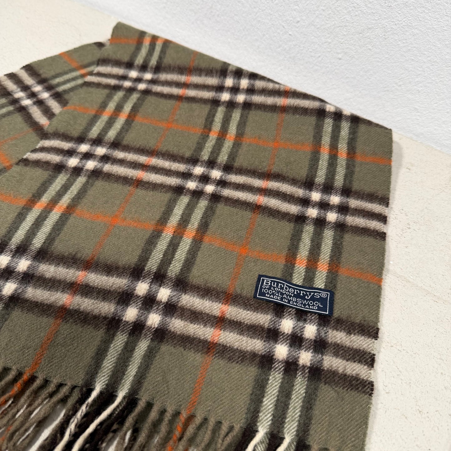 Burberry Vintage Nova Check Scarf Schal olive green 90s