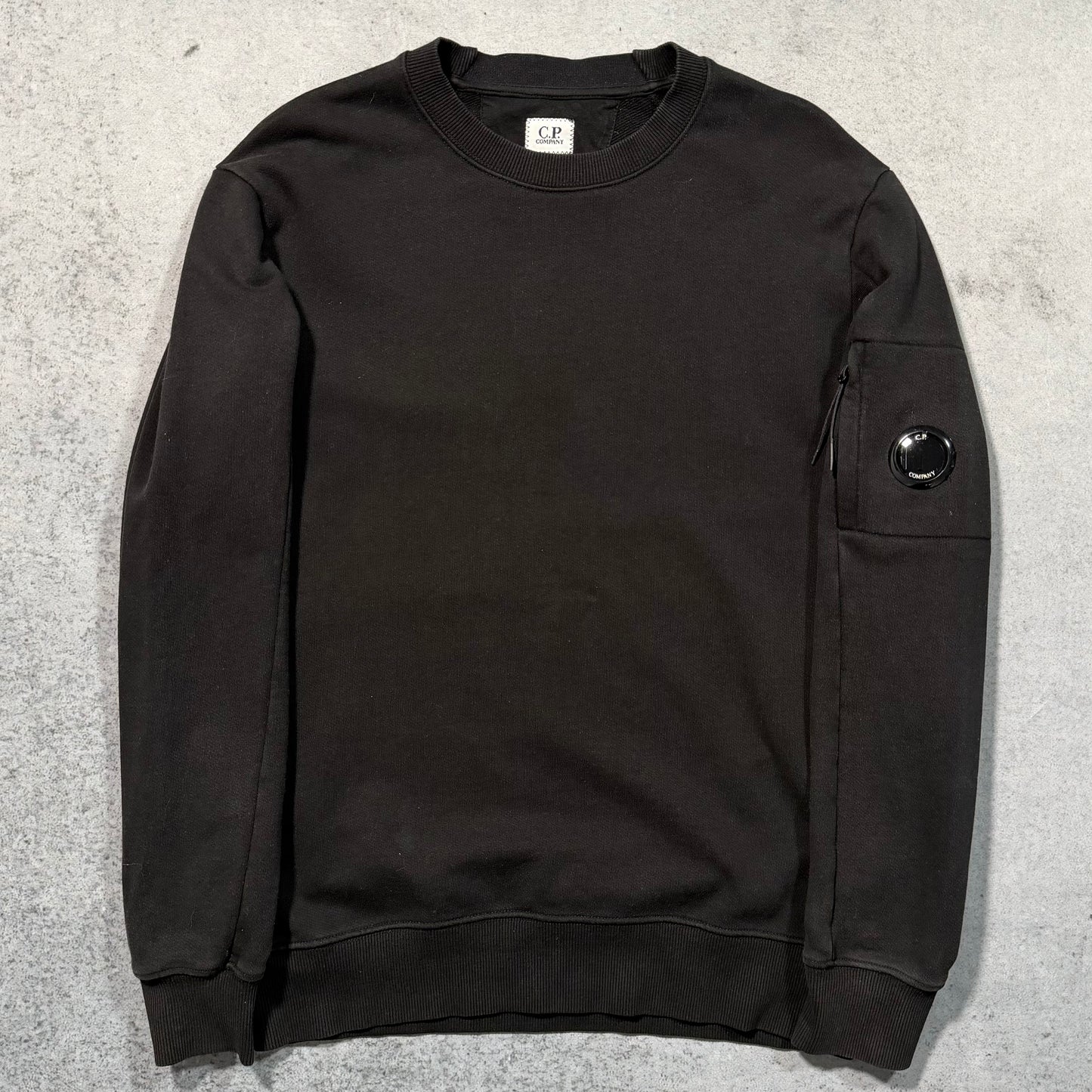 C.P. Company Diagonal Raised Fleece Crewneck Sweater black (M)