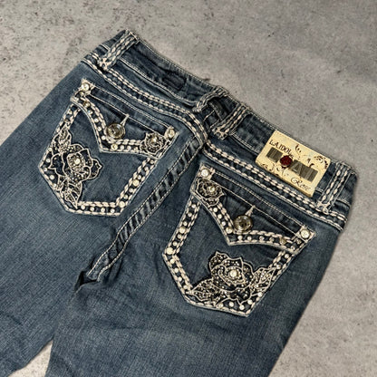 LA Idol Y2K Low Waist Bootcut Jeans Rare Gemstone Details (29/34)