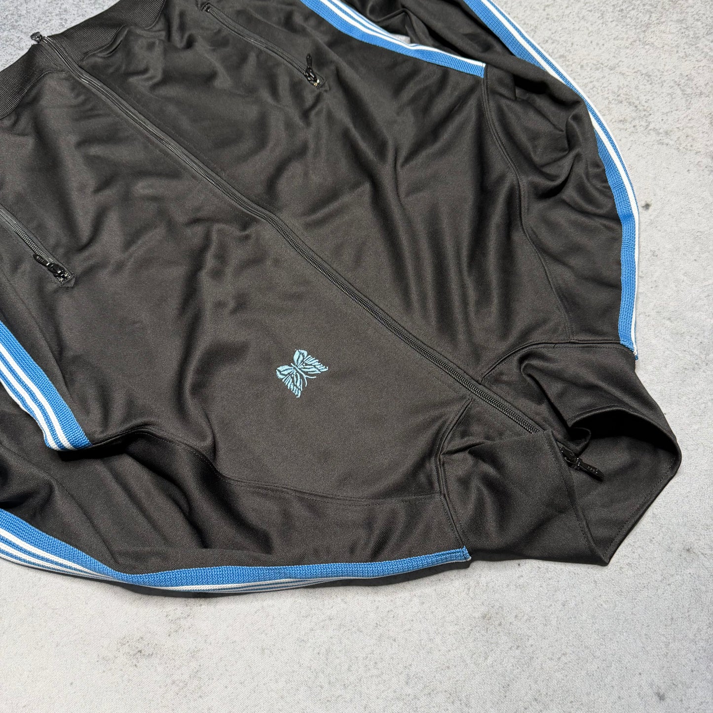 Needles Japan Designer Track Jacket black baby blue (XL)